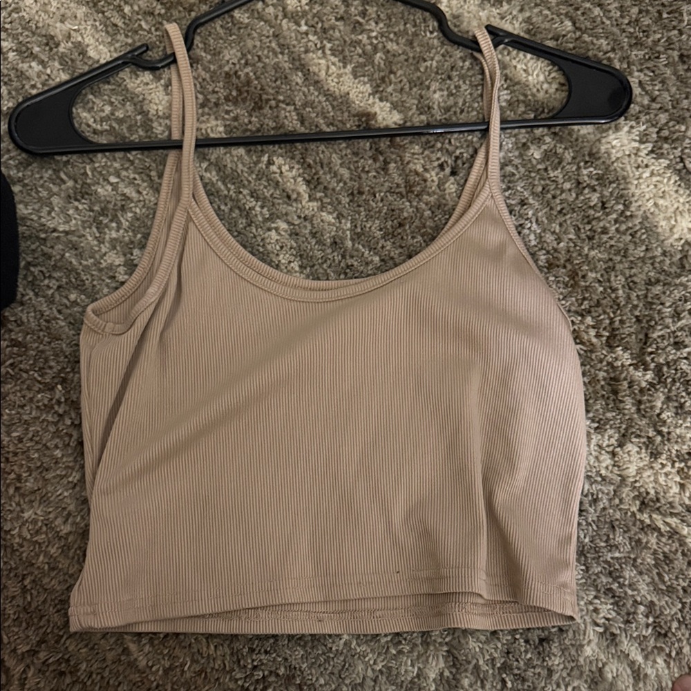 SHEIN Beige Ribbed Crop Top